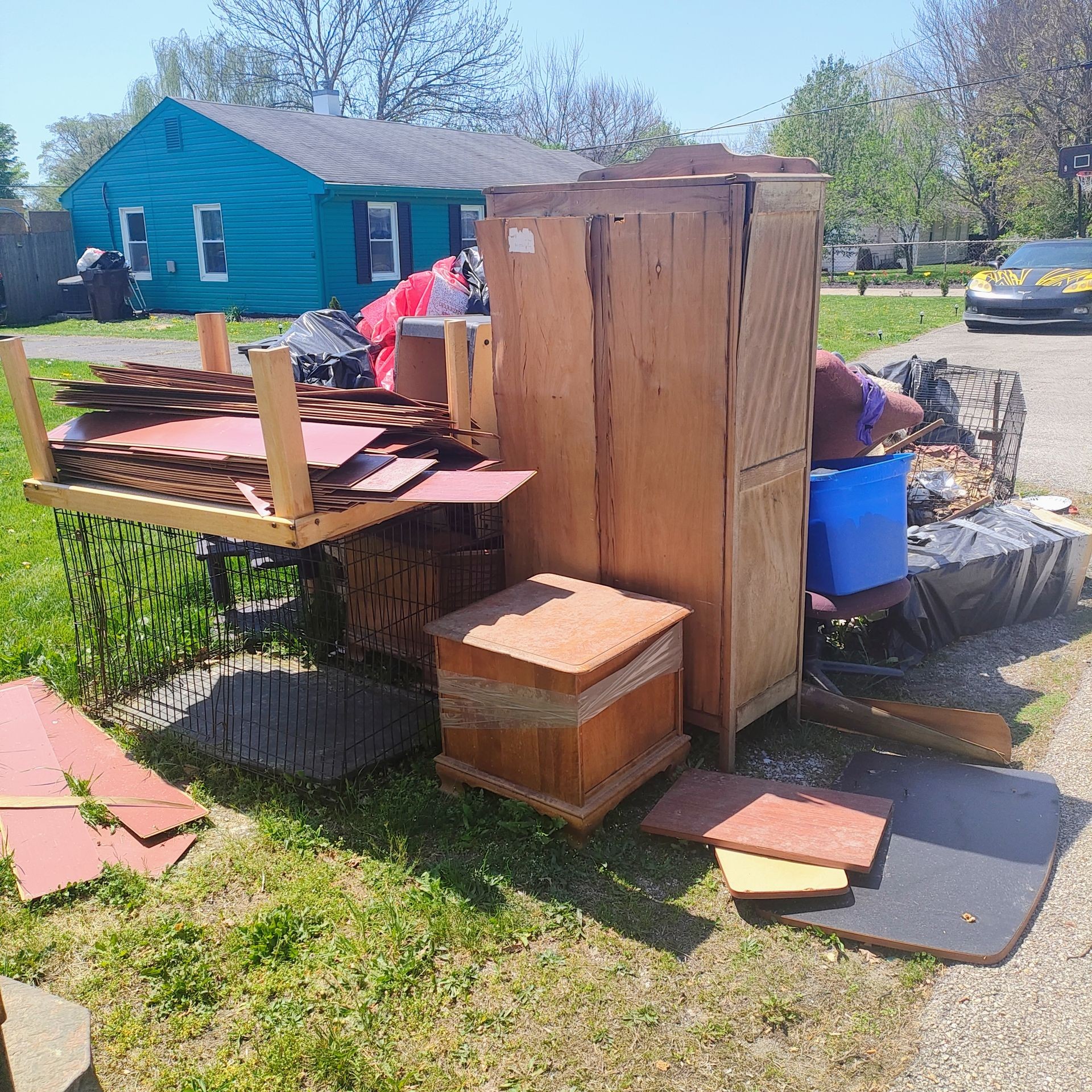 Big pile of junk in front yard 