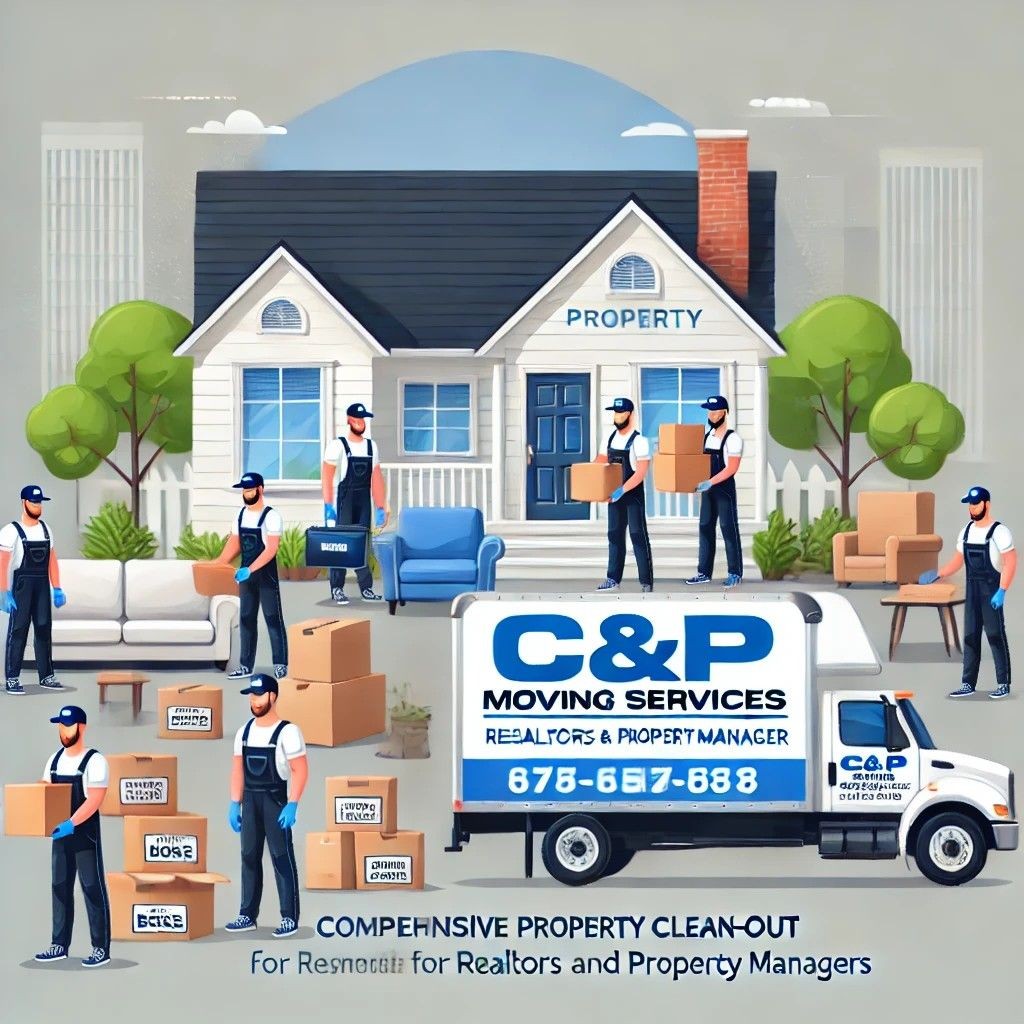 Professional team from C&P Moving Services LLC performing a comprehensive property clean-out for realtors and property managers."